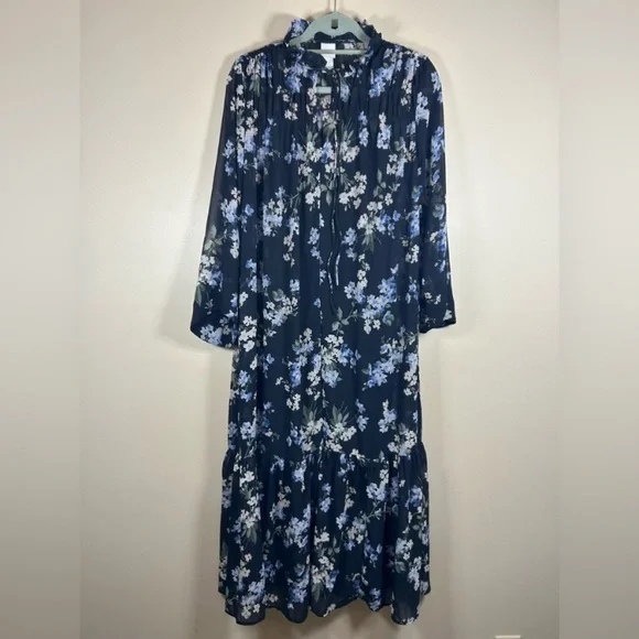 H&M Black and White Mock Neck long Sleeve Dress - Picture 3 of 6